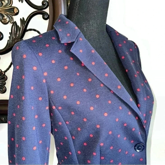 Talbots Navy Blue Blazer with Red Polka Dots NWOT Size 8P - Picture 14 of 14